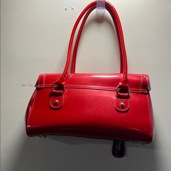 Beijo Red Satchel Elegant Glossy Design - Picture 2 of 4